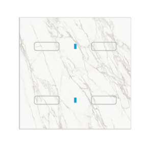 4 boutons carrés, effet marbre blanc