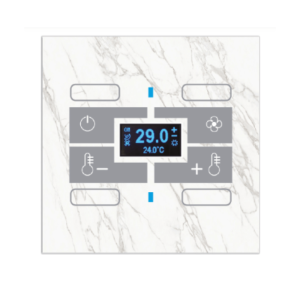 Thermostat KNX en verre carré, effet marbre, blanc, avec 4 fonctions programmables